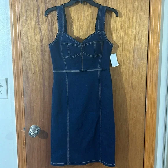Steve Madden Dark Blue Denim Sheath Dress - Picture 2 of 7
